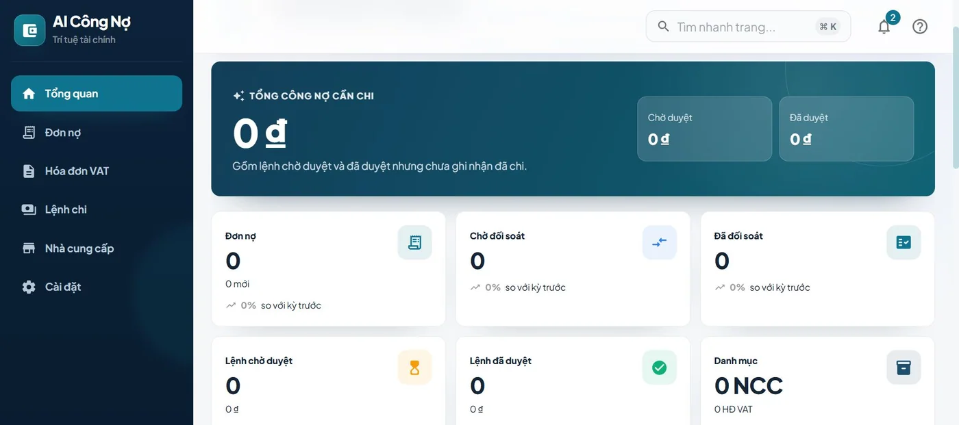 Tổng quan trong demo Kiểm soát công nợ bằng AI