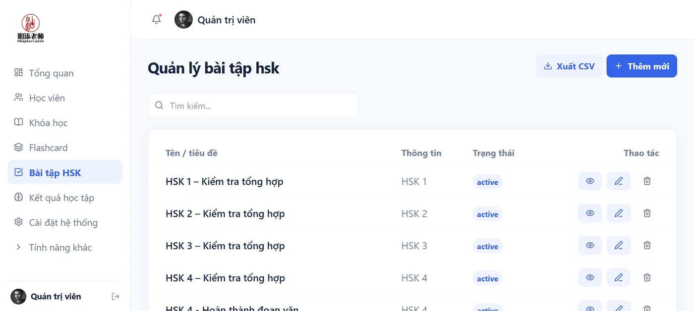 Bài tập HSK trong demo Học tiếng Trung HSK