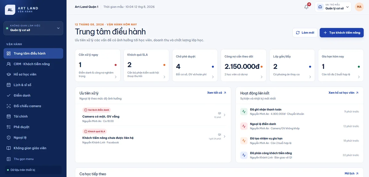 Ảnh giao diện demo Trung tâm dạy vẽ
