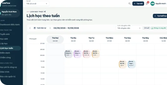 Ảnh giao diện demo Quản lý lịch học