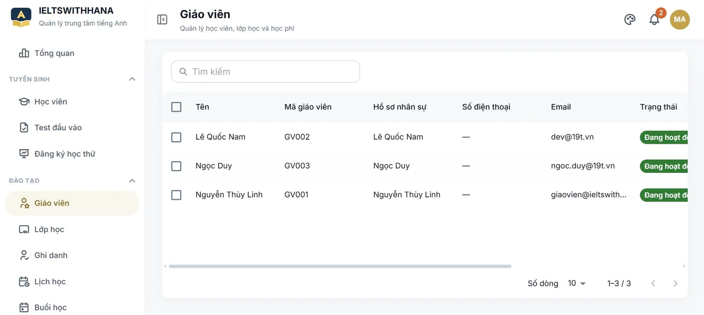 Giáo viên trong demo Trung tâm dạy tiếng Anh